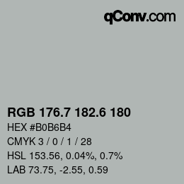 カラーコード: RGB 176.7 182.6 180 | qconv.com