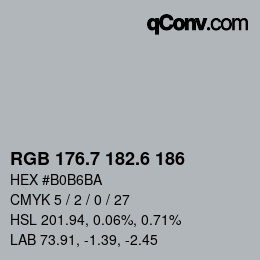 カラーコード: RGB 176.7 182.6 186 | qconv.com