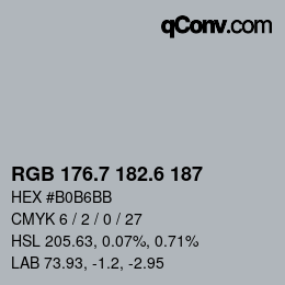カラーコード: RGB 176.7 182.6 187 | qconv.com