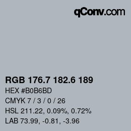 カラーコード: RGB 176.7 182.6 189 | qconv.com