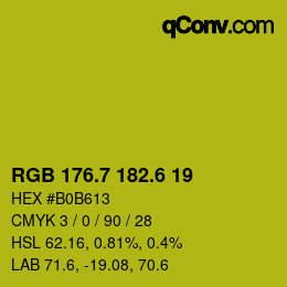 カラーコード: RGB 176.7 182.6 19 | qconv.com