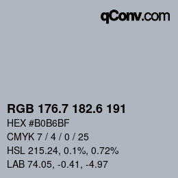 カラーコード: RGB 176.7 182.6 191 | qconv.com