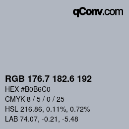 カラーコード: RGB 176.7 182.6 192 | qconv.com