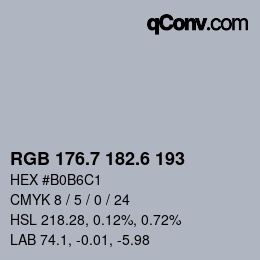 カラーコード: RGB 176.7 182.6 193 | qconv.com