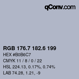 カラーコード: RGB 176.7 182.6 199 | qconv.com