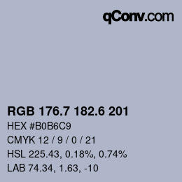 カラーコード: RGB 176.7 182.6 201 | qconv.com