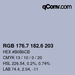 カラーコード: RGB 176.7 182.6 203 | qconv.com