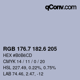 カラーコード: RGB 176.7 182.6 205 | qconv.com