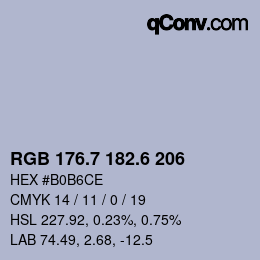 カラーコード: RGB 176.7 182.6 206 | qconv.com