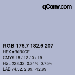 カラーコード: RGB 176.7 182.6 207 | qconv.com
