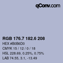 カラーコード: RGB 176.7 182.6 208 | qconv.com