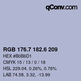 カラーコード: RGB 176.7 182.6 209 | qconv.com