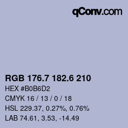 カラーコード: RGB 176.7 182.6 210 | qconv.com