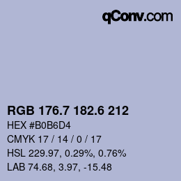 カラーコード: RGB 176.7 182.6 212 | qconv.com