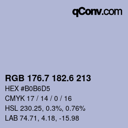 カラーコード: RGB 176.7 182.6 213 | qconv.com