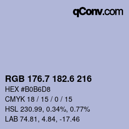 カラーコード: RGB 176.7 182.6 216 | qconv.com