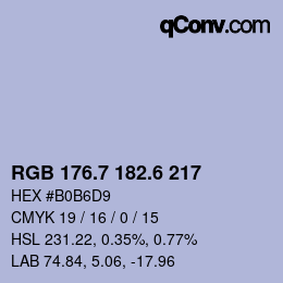 カラーコード: RGB 176.7 182.6 217 | qconv.com
