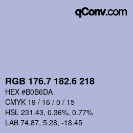 カラーコード: RGB 176.7 182.6 218 | qconv.com