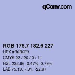 カラーコード: RGB 176.7 182.6 227 | qconv.com