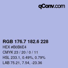 カラーコード: RGB 176.7 182.6 228 | qconv.com