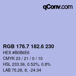 カラーコード: RGB 176.7 182.6 230 | qconv.com