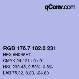 カラーコード: RGB 176.7 182.6 231 | qconv.com