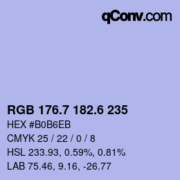カラーコード: RGB 176.7 182.6 235 | qconv.com