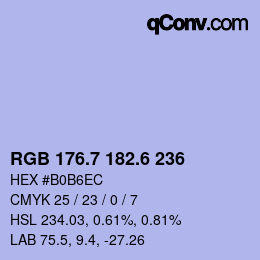 カラーコード: RGB 176.7 182.6 236 | qconv.com