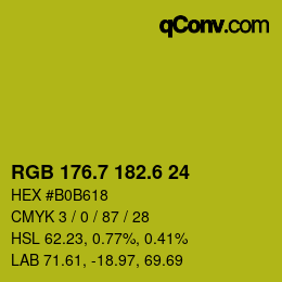 カラーコード: RGB 176.7 182.6 24 | qconv.com