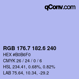 カラーコード: RGB 176.7 182.6 240 | qconv.com