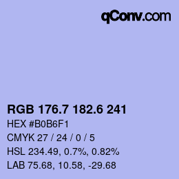 カラーコード: RGB 176.7 182.6 241 | qconv.com
