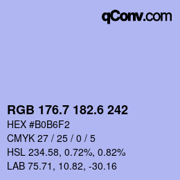 カラーコード: RGB 176.7 182.6 242 | qconv.com