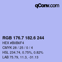 カラーコード: RGB 176.7 182.6 244 | qconv.com