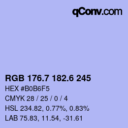カラーコード: RGB 176.7 182.6 245 | qconv.com