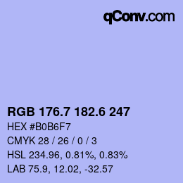 カラーコード: RGB 176.7 182.6 247 | qconv.com