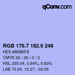 カラーコード: RGB 176.7 182.6 248 | qconv.com