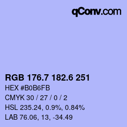 カラーコード: RGB 176.7 182.6 251 | qconv.com