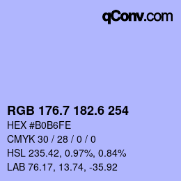 カラーコード: RGB 176.7 182.6 254 | qconv.com