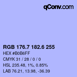 カラーコード: RGB 176.7 182.6 255 | qconv.com