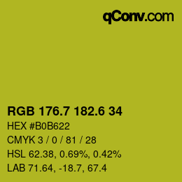 カラーコード: RGB 176.7 182.6 34 | qconv.com