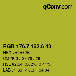 カラーコード: RGB 176.7 182.6 43 | qconv.com
