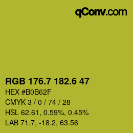 カラーコード: RGB 176.7 182.6 47 | qconv.com