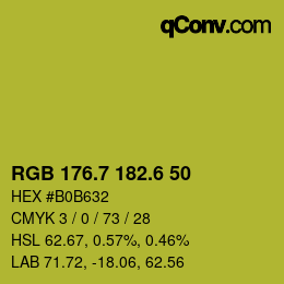 カラーコード: RGB 176.7 182.6 50 | qconv.com