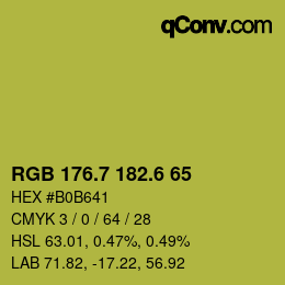 カラーコード: RGB 176.7 182.6 65 | qconv.com
