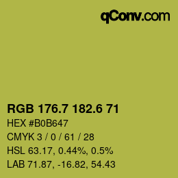カラーコード: RGB 176.7 182.6 71 | qconv.com