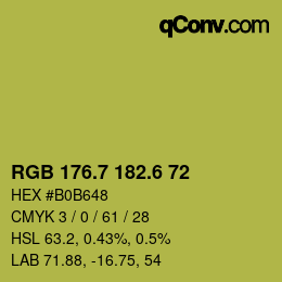 カラーコード: RGB 176.7 182.6 72 | qconv.com