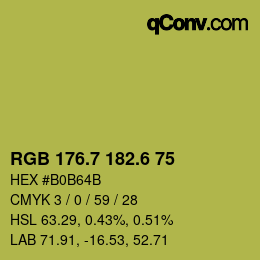 カラーコード: RGB 176.7 182.6 75 | qconv.com