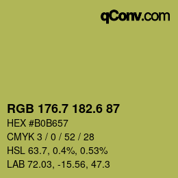 カラーコード: RGB 176.7 182.6 87 | qconv.com