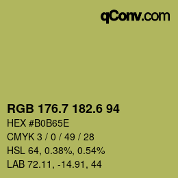 カラーコード: RGB 176.7 182.6 94 | qconv.com