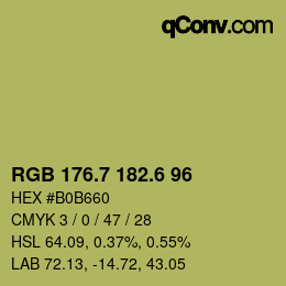 カラーコード: RGB 176.7 182.6 96 | qconv.com